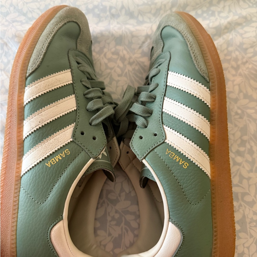 Adidas Samba Green and White Sneakers